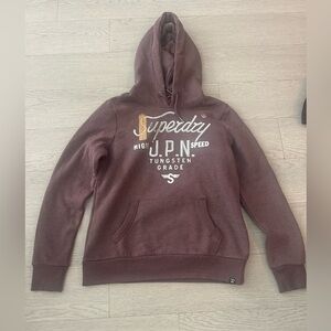 Superdry Womens Jacket Vtg SequinFoil Hoodie Size M Burgundy